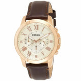 Buy Shop Fossil Grant Chronograph White Dial Brown Leather Strap Watch for Men - FS4991 USA Online