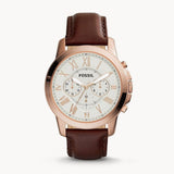 Buy Shop Fossil Grant Chronograph White Dial Brown Leather Strap Watch for Men - FS4991 USA Online