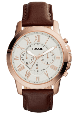 Buy Shop Fossil Grant Chronograph White Dial Brown Leather Strap Watch for Men - FS4991 USA Online