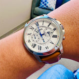 Buy Shop Fossil Grant Chronograph White Dial Brown Leather Strap Watch for Men - FS5060 USA Online