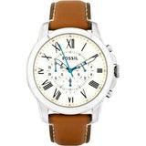Buy Shop Fossil Grant Chronograph White Dial Brown Leather Strap Watch for Men - FS5060 USA Online