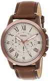 Buy Shop Fossil Grant Chronograph White Dial Brown Leather Strap Watch for Men - FS5344 USA Online