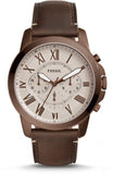 Buy Shop Fossil Grant Chronograph White Dial Brown Leather Strap Watch for Men - FS5344 USA Online