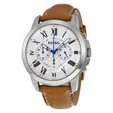 Buy Shop Fossil Grant Chronograph White Dial Brown Leather Strap Watch for Men - FS5060 USA Online
