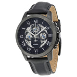 Buy Shop Fossil Grant Automatic Black Dial Black Leather Strap Watch for Men - ME3028 USA Online