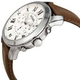 Buy Shop Fossil Grant Chronograph White Dial Brown Leather Strap Watch for Men - FS4735 USA Online