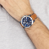 Buy Shop Fossil Grant Chronograph Blue Dial Brown Leather Strap Watch for Men - FS5151 USA Online