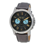 Buy Shop Fossil Grant Chronograph Gunmetal Grey Dial Grey Leather Strap Watch for Men - FS5183 USA Online