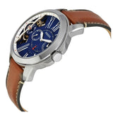Buy Shop Fossil Grant Twist Multifunction Blue Dial Brown Leather Strap Watch for Men - ME1161 USA Online