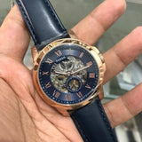 Buy Shop Fossil Grant Mechanical Blue Dial Blue Leather Strap Watch for Men - ME3054 USA Online