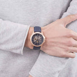 Buy Shop Fossil Grant Mechanical Blue Dial Blue Leather Strap Watch for Men - ME3054 USA Online