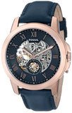 Buy Shop Fossil Grant Mechanical Blue Dial Blue Leather Strap Watch for Men - ME3054 USA Online