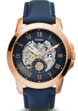 Buy Shop Fossil Grant Mechanical Blue Dial Blue Leather Strap Watch for Men - ME3054 USA Online