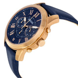 Buy Shop Fossil Grant Chronograph Blue Dial Blue Leather Strap Watch for Men - FS4835 USA Online