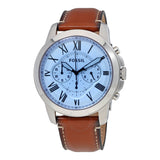 Buy Shop Fossil Grant Chronograph Blue Dial Brown Leather Strap Watch for Men - FS5184 USA Online