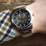 Buy Shop Fossil Grant Skeleton Black Dial Silver Steel Strap Watch for Men - ME3055 USA Online