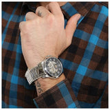 Buy Shop Fossil Grant Skeleton Black Dial Silver Steel Strap Watch for Men - ME3055 USA Online