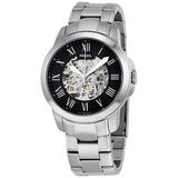Buy Shop Fossil Grant Skeleton Black Dial Silver Steel Strap Watch for Men - ME3055 USA Online