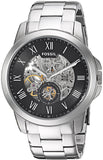 Buy Shop Fossil Grant Skeleton Black Dial Silver Steel Strap Watch for Men - ME3055 USA Online