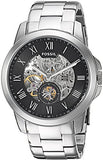 Buy Shop Fossil Grant Skeleton Black Dial Silver Steel Strap Watch for Men - ME3055 USA Online