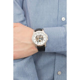Buy Shop Fossil Grant Skeleton White Dial Black Leather Strap Watch for Men - ME3053 USA Online