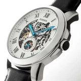 Buy Shop Fossil Grant Skeleton White Dial Black Leather Strap Watch for Men - ME3053 USA Online