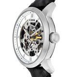 Buy Shop Fossil Grant Skeleton White Dial Black Leather Strap Watch for Men - ME3053 USA Online