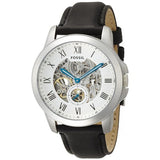 Buy Shop Fossil Grant Skeleton White Dial Black Leather Strap Watch for Men - ME3053 USA Online