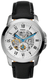Buy Shop Fossil Grant Skeleton White Dial Black Leather Strap Watch for Men - ME3053 USA Online