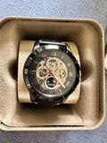Buy Shop Fossil Grant Sport Automatic Skeleton Black Dial Black Leather Strap Watch for Men - ME3138 USA Online