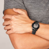 Buy Shop Fossil Grant Sport Automatic Skeleton Black Dial Black Leather Strap Watch for Men - ME3138 USA Online