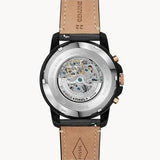 Buy Shop Fossil Grant Sport Automatic Skeleton Black Dial Black Leather Strap Watch for Men - ME3138 USA Online