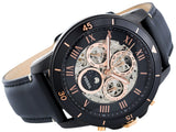 Buy Shop Fossil Grant Sport Automatic Skeleton Black Dial Black Leather Strap Watch for Men - ME3138 USA Online