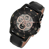 Buy Shop Fossil Grant Sport Automatic Skeleton Black Dial Black Leather Strap Watch for Men - ME3138 USA Online