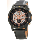 Buy Shop Fossil Grant Sport Automatic Skeleton Black Dial Black Leather Strap Watch for Men - ME3138 USA Online
