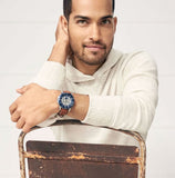 Buy Shop Fossil Grant Sport Automatic Skeleton Blue Dial Brown Leather Strap Watch for Men - ME3140 USA Online