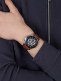 Buy Shop Fossil Grant Sport Automatic Skeleton Blue Dial Brown Leather Strap Watch for Men - ME3140 USA Online