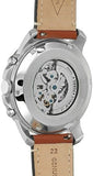 Buy Shop Fossil Grant Sport Automatic Skeleton Blue Dial Brown Leather Strap Watch for Men - ME3140 USA Online