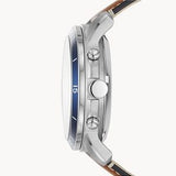 Buy Shop Fossil Grant Sport Automatic Skeleton Blue Dial Brown Leather Strap Watch for Men - ME3140 USA Online