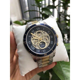 Buy Shop Fossil Grant Sport Automatic Skeleton Blue Dial Two Tone Steel Strap Watch for Men - ME3141 USA Online