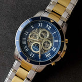 Buy Shop Fossil Grant Sport Automatic Skeleton Blue Dial Two Tone Steel Strap Watch for Men - ME3141 USA Online