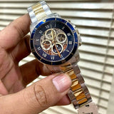 Buy Shop Fossil Grant Sport Automatic Skeleton Blue Dial Two Tone Steel Strap Watch for Men - ME3141 USA Online