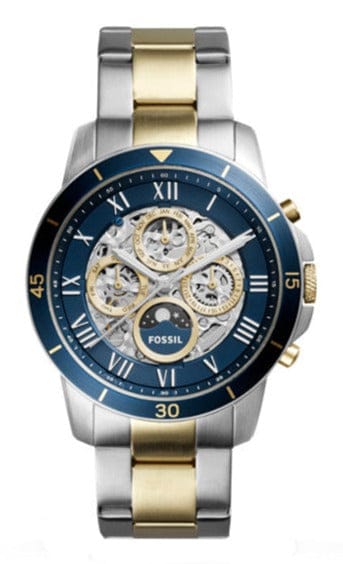 Buy Shop Fossil Grant Sport Automatic Skeleton Blue Dial Two Tone Steel Strap Watch for Men - ME3141 USA Online