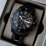 Buy Shop Fossil Grant Sport Chronograph Black Dial Black Steel Strap Watch for Men - FS5374 USA Online