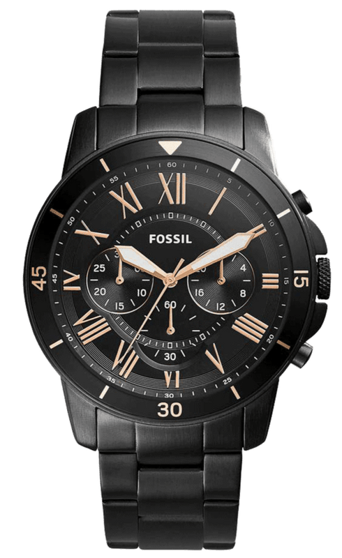 Buy Shop Fossil Grant Sport Chronograph Black Dial Black Steel Strap Watch for Men - FS5374 USA Online