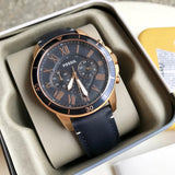 Buy Shop Fossil Grant Sport Chronograph Blue Dial Blue Leather Strap Watch for Men - FS5237 USA Online