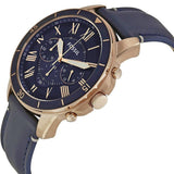 Buy Shop Fossil Grant Sport Chronograph Blue Dial Blue Leather Strap Watch for Men - FS5237 USA Online