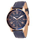 Buy Shop Fossil Grant Sport Chronograph Blue Dial Blue Leather Strap Watch for Men - FS5237 USA Online