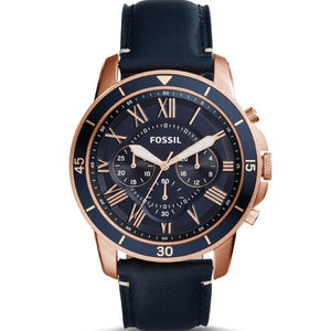 Buy Shop Fossil Grant Sport Chronograph Blue Dial Blue Leather Strap Watch for Men - FS5237 USA Online