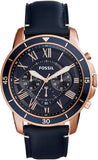 Buy Shop Fossil Grant Sport Chronograph Blue Dial Blue Leather Strap Watch for Men - FS5237 USA Online